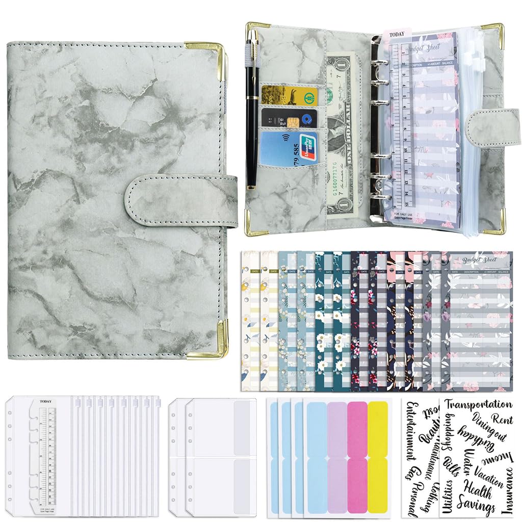 HASTHIP A6 Budget Binder with Zipper and Cash Envelopes, Monthly Budget, Remind, Budget Sheet, Category Stickers, Money Organizer for Cash and Card for Home Office School HASTHIP A6 Budget Binder with Zipper and Cash Envelopes, Monthly Budget, Remind, Budget Sheet, Category Stickers, Money Organizer for Cash and Card for Home Office School